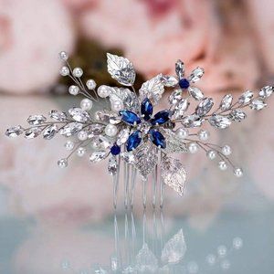Hair Accessories Vintage Bridal Clips Flower Blue